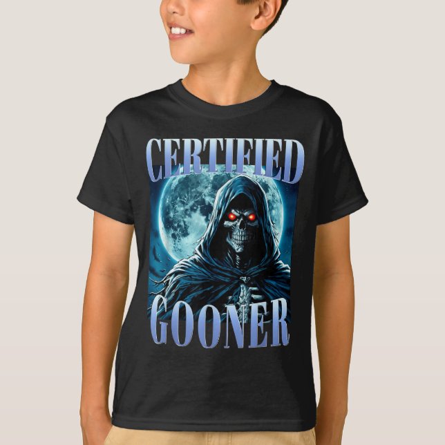 T-shirt Goon Drôle de Gooning Meme Squelette Gooner Certif (Devant)