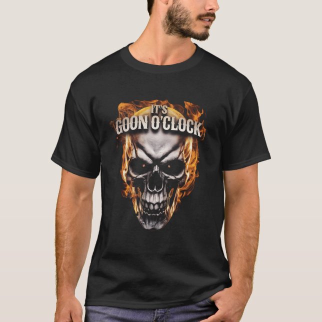 T-shirt Goon O'Clock Flames crâne Design graphique Illustr (Devant)