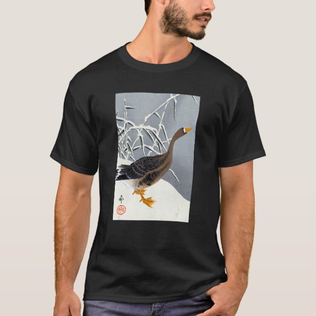 T-shirt Goose in the Snow by Ohara Koson (Devant)