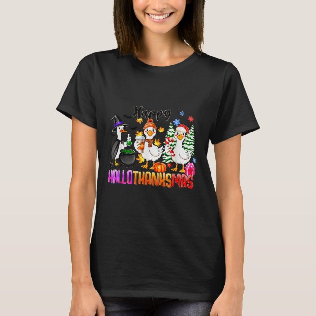 T-shirt Gooses Halloween Thanksgiving Christmas Happy Hall (Devant)