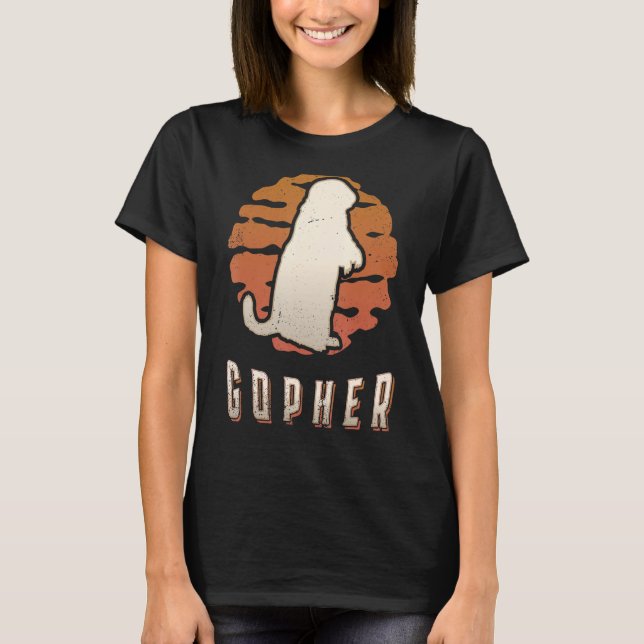 T-shirt Gopher Vintage Retro Classic Animal Sunset (Devant)