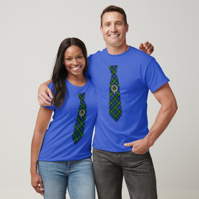 T-shirt Gordon Scottish Badge & Tartan Necktie  (Unisexe)