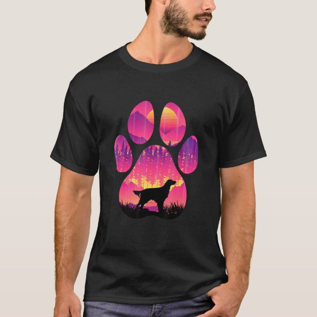 T-shirt Gordon Setter Paw Maman Papa Chien Femmes Hommes (Devant)