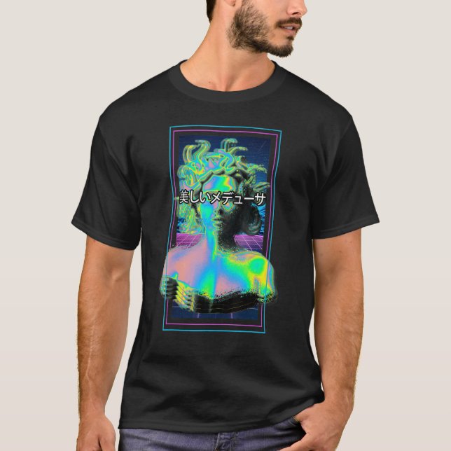 T-shirt Gorgée de mythologie de la méduse Vaporwave en méd (Devant)