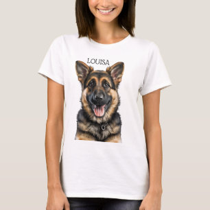 T-SHIRT GORGEOUS NOIR & TAN ALLEMAND SHEPHERD PUPPY