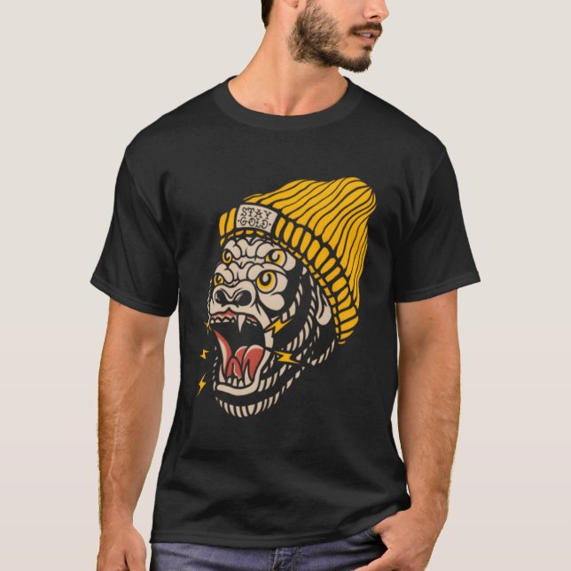 T-shirt Gorilla American traditionnel tatouage encré Vieux (Devant)