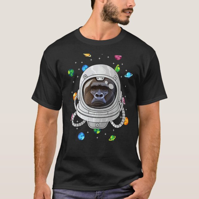 T-shirt Gorilla Astronaut Animal Deep In Space Cosmic Univ (Devant)