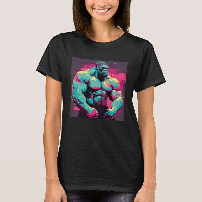 T-shirt Gorilla Beast Bodybuilding Muscles Fitness Workout (Devant)
