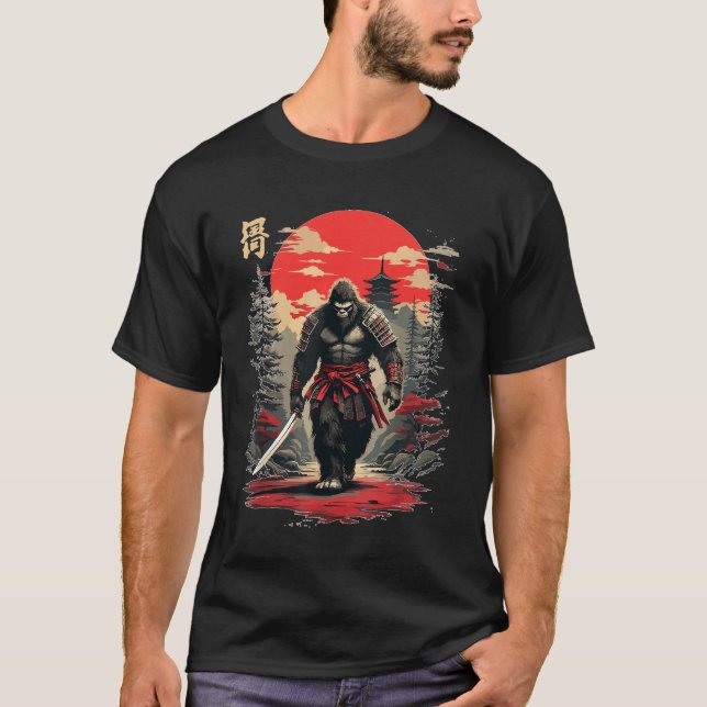 T-shirt Gorilla Bigfoot Fierce Samurai Guerrier (Devant)