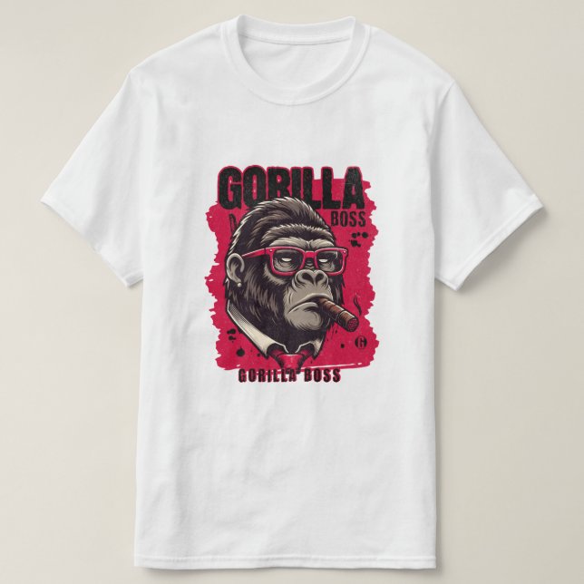 T-shirt Gorilla Boss – Graphique de gorille puissa (Design devant)