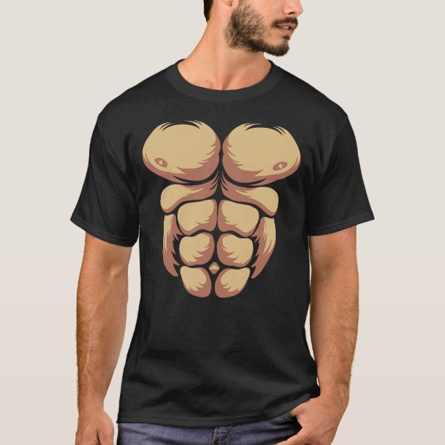 T-shirt Gorilla Chest Muscles Abs Body Animal Belly Fancy  (Devant)