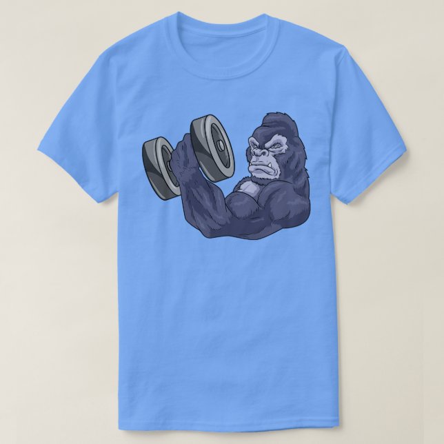 T-shirt Gorilla Comme Bodybuilder Avec Barbell (Design devant)