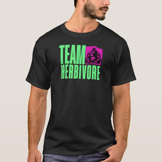 T-shirt Gorilla Green, Team Herbivore - Force Végane (Devant)