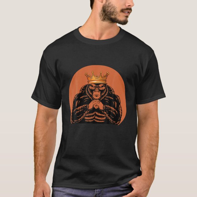 T-shirt Gorilla King Crown Funky Ape Gang Faune Singe (Devant)
