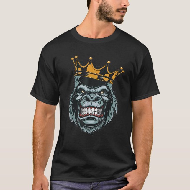 T-shirt Gorilla King gorille féroce avec couronne Chris (Devant)
