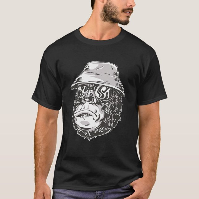 T-shirt Gorilla Monkey Pêcheur Singe Singe Gorille Enfants (Devant)