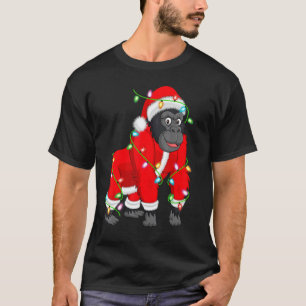 T-shirt Gorilla Noël Lumière Noël Père Noël Gorilla