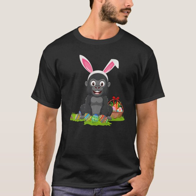 T-shirt Gorilla Pâques Chasse Oeufs Bunny Gorille Pâques S (Devant)