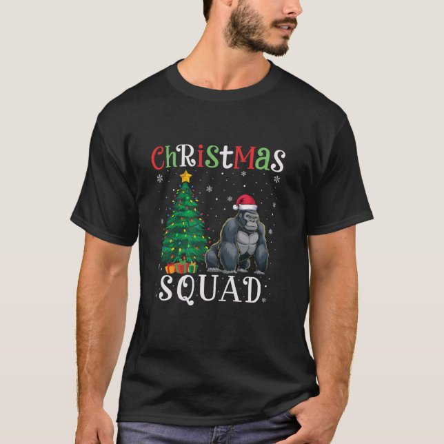 T-shirt Gorilla Squad Garçons Filles Enfants Arbre de Noël (Devant)