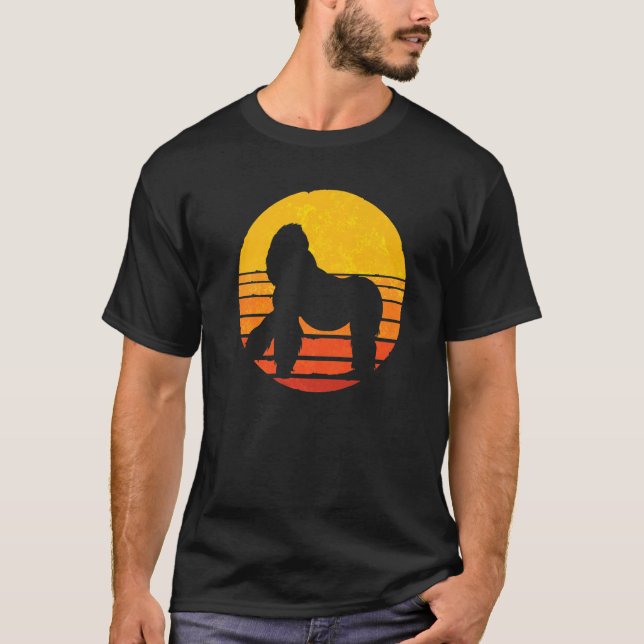 T-shirt Gorilla Sunset Retro Ape Singe Animal Gorilla (Devant)