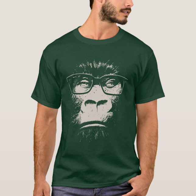 T-shirt Gorille de hippie avec des verres (Devant)