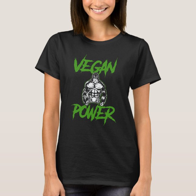 T-shirt Gorille de Pouvoir Végétalien (Devant)
