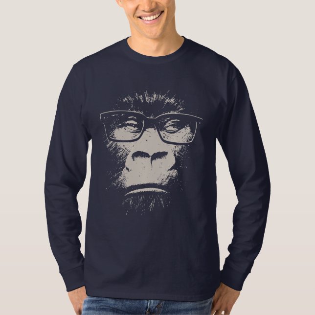 T-shirt Gorille Hipster Avec Verre (Devant)