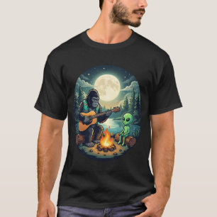 T-shirt Gorille jouant de la guitare avec un extraterrestr