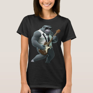 T-shirt Gorille Jouer Guitare Électrique Animal Singe Gu