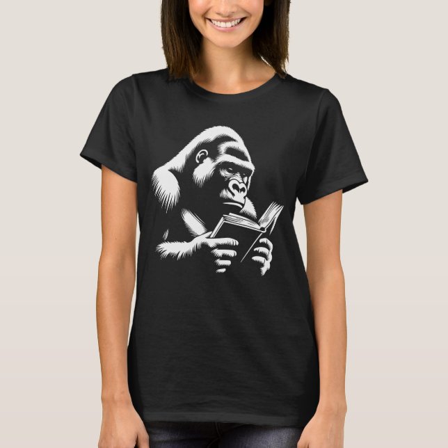 T-shirt Gorille lit un livre (Devant)