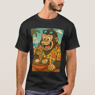 T-shirt Gorille mangeant des nouilles Ramen lunettes de so