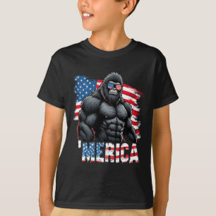 T-shirt Gorille merica 4 juillet Drapeau États-Unis Lunett