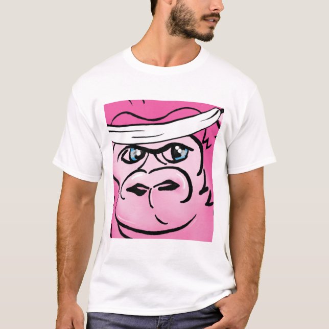 T-shirt Gorille rose avec le bandeau (Devant)