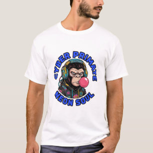T-shirt Gorille singe cybernétique âme néon