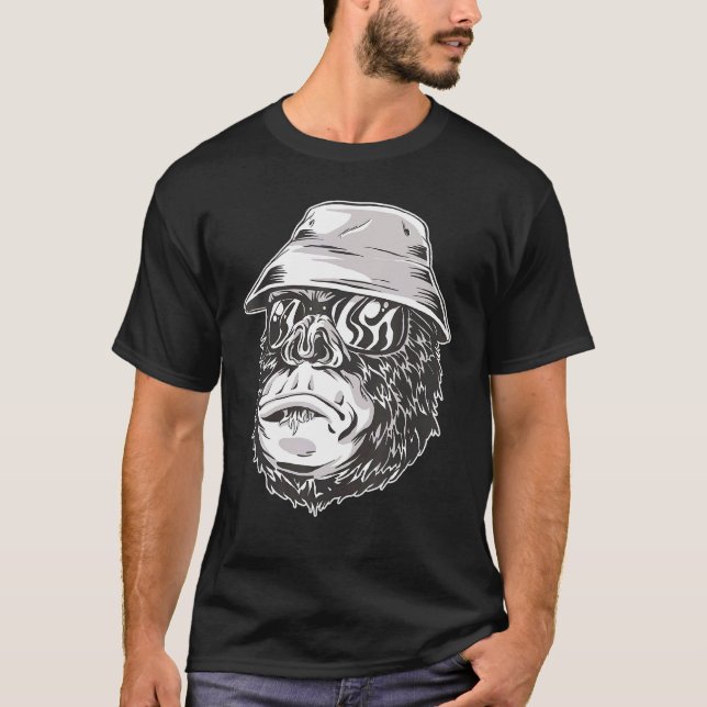 T-shirt Gorille Singe Pêcheur Singe Gorille Enfants (Devant)