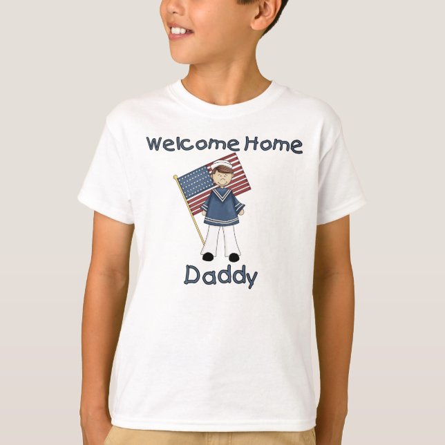 T-shirt Gosse à la maison bienvenu de marine de papa (Devant)