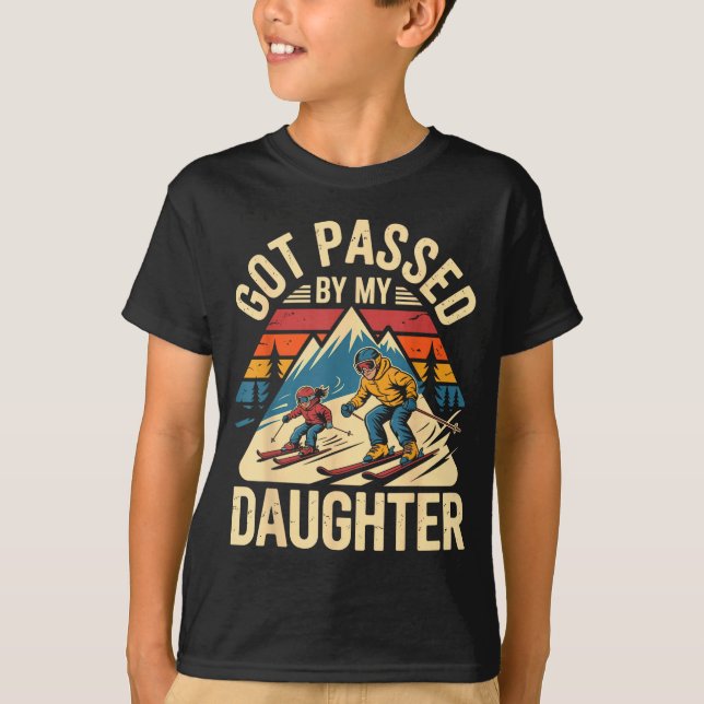 T-shirt Got Ped By My Daughter Funny Ski Dad Retro Mountai (Devant)