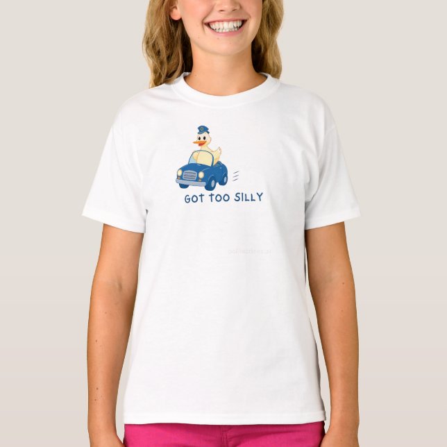 T-shirt Got Too Silly – Funny Duck Driving Cartoon Design (Devant)