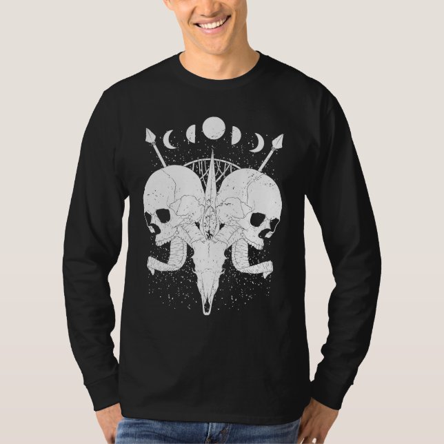 T-shirt Goth Aesthetic Skull Moon Phases Gothic Grunge (Devant)