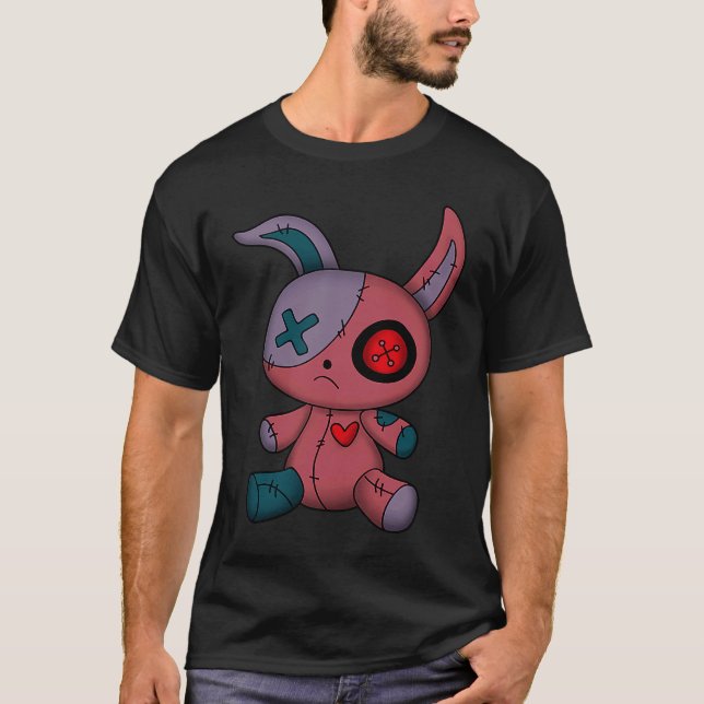 T-shirt Goth Bunny Cute Ado gothique Déplaisant Poupée vau (Devant)