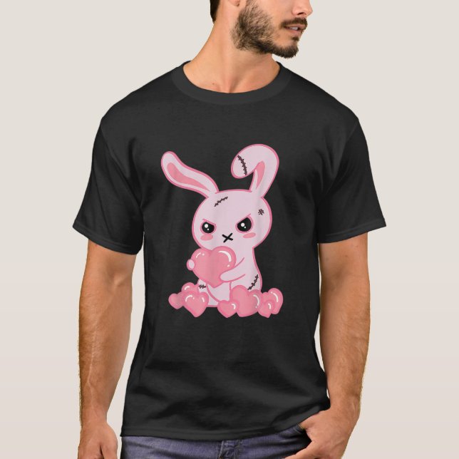 T-shirt Goth Bunny Cute Déplaisant Emo Vêtements Kawaii Bu (Devant)
