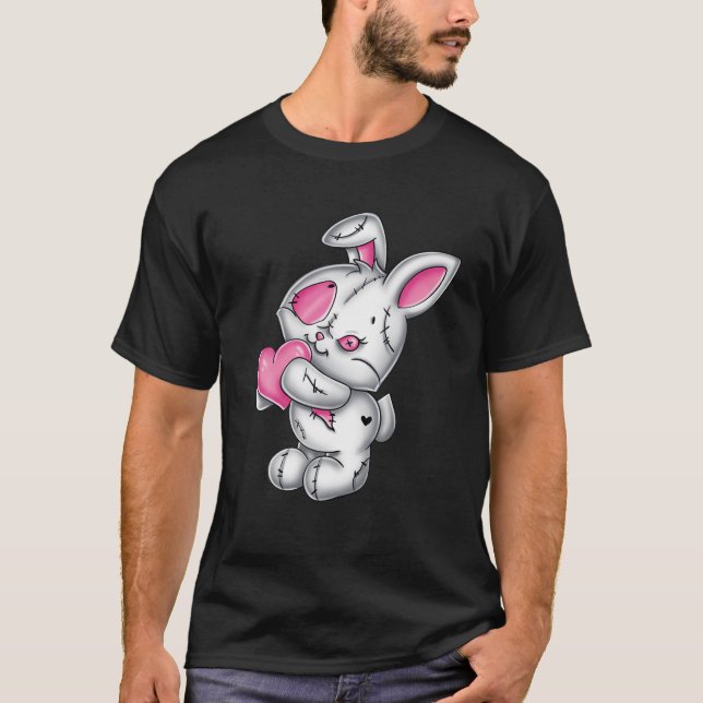 T-shirt Goth Bunny mignon Emo Déplaisant Gothique Blanc La (Devant)