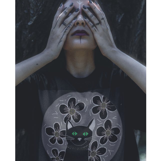 T-shirt Goth chat whimsigoth chats noirs fleurs (Créateur téléchargé)