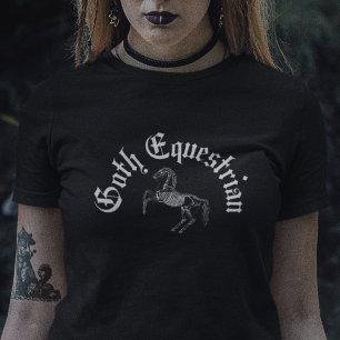 T-shirt Goth Equestria Black Skeleton équitation