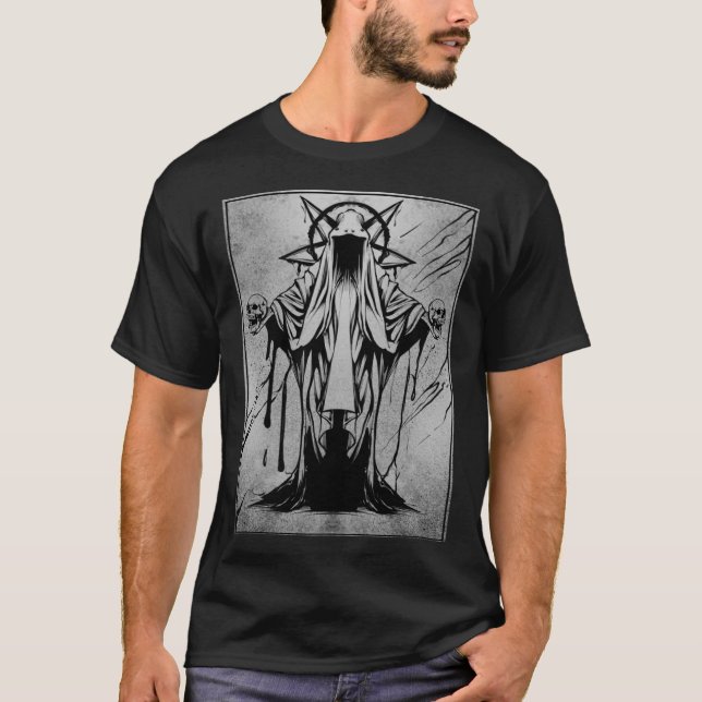 T-shirt Goth foncé Diable Satanique Occulte 666 (Devant)