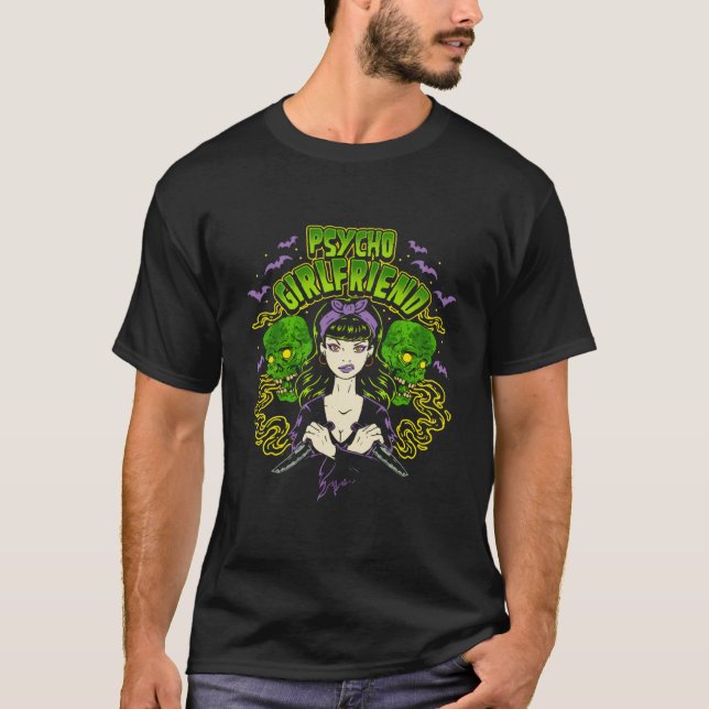 T-shirt Goth Girl Pinup Psycho Girami Horreur Zombies (Devant)