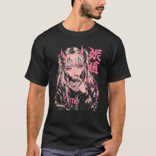 T-shirt Goth Grunge Demon Anime Girl Waifu Horreur Alt Aes