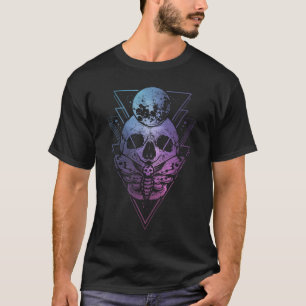T-shirt Goth Moon Crâne gothique Wicca Croissant Mois lun