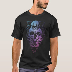 T-shirt Goth Moon Crâne gothique Wicca Croissant Mois luna