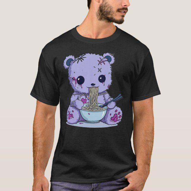 T-shirt Goth Pastel Cute Creepy Kawaii Teddy Bear Voodoo D (Devant)